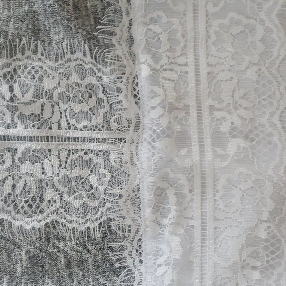 Women's long sleeve top with eyelash lace detail